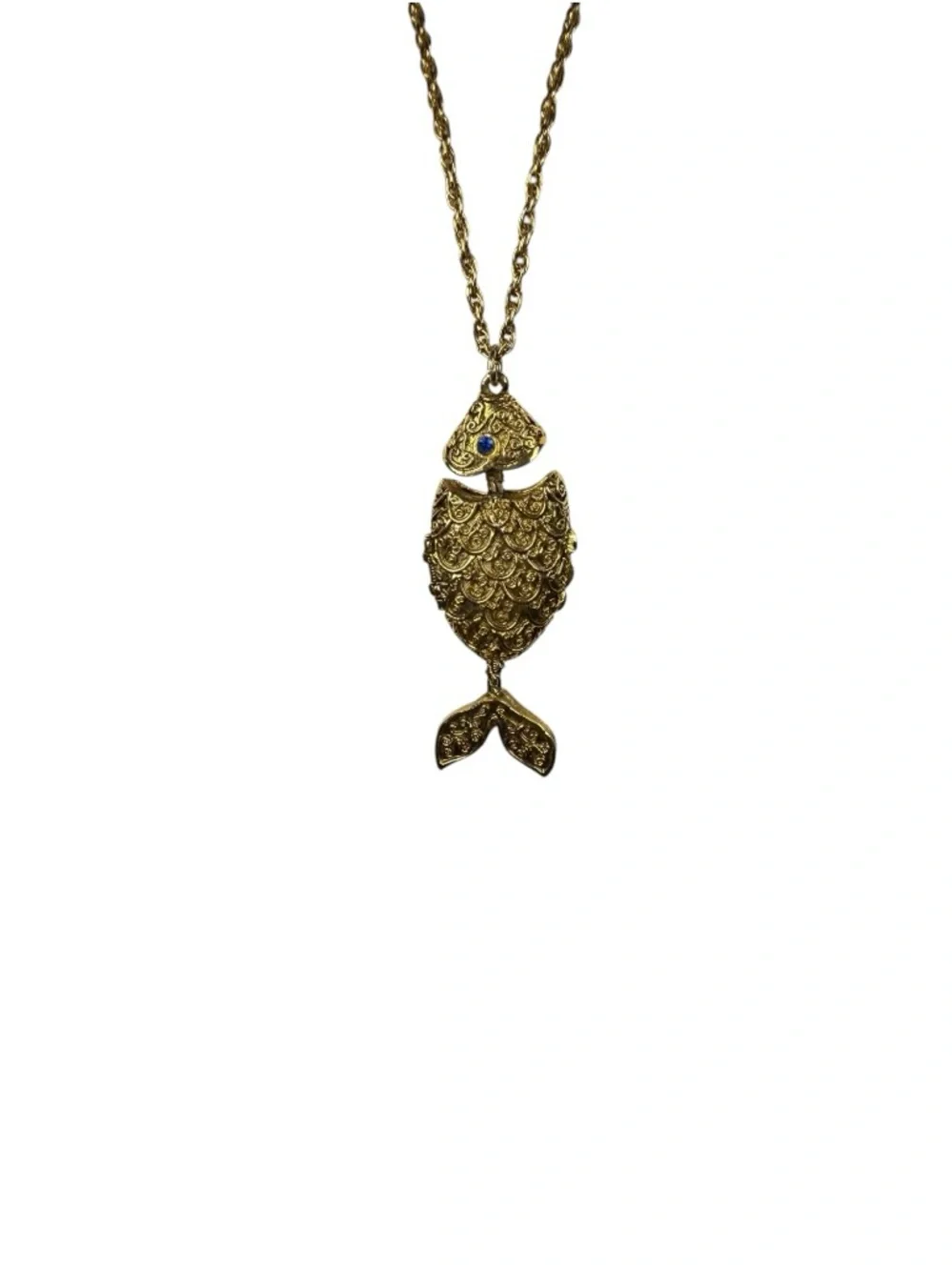 Max Factor "Hypnotique" articulated fish solid perfume locket pendant - Picture 1 of 5